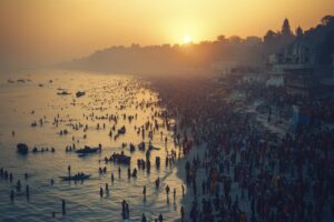 crowded scene indian city